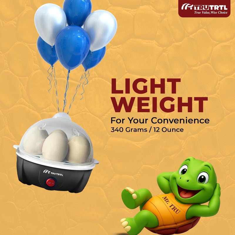 truTRTL Electric Egg Cooker | Boils upto 7 eggs | Poacher | Omelet maker | Vegetable steamer, dumpling & More | Royal Black - Image 2